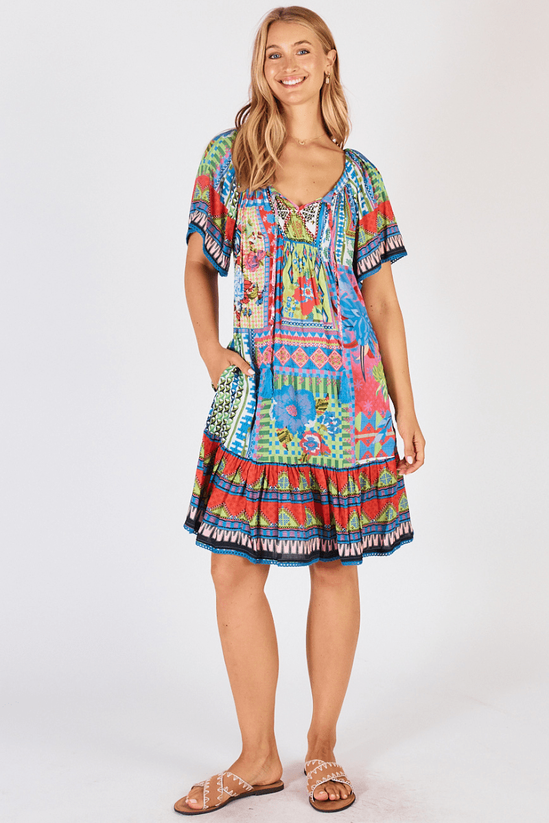 Lula Life Vivone Shirred Dress Lime.