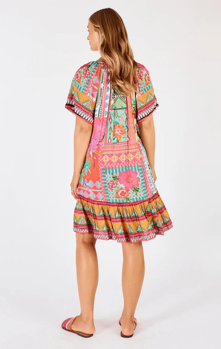 Lula Life Vivone Shirred Dress Melon.