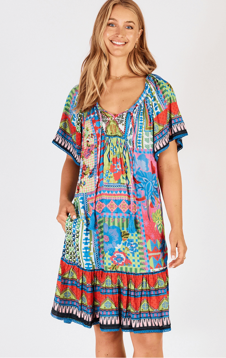 Lula Life Vivone Shirred Dress Lime.