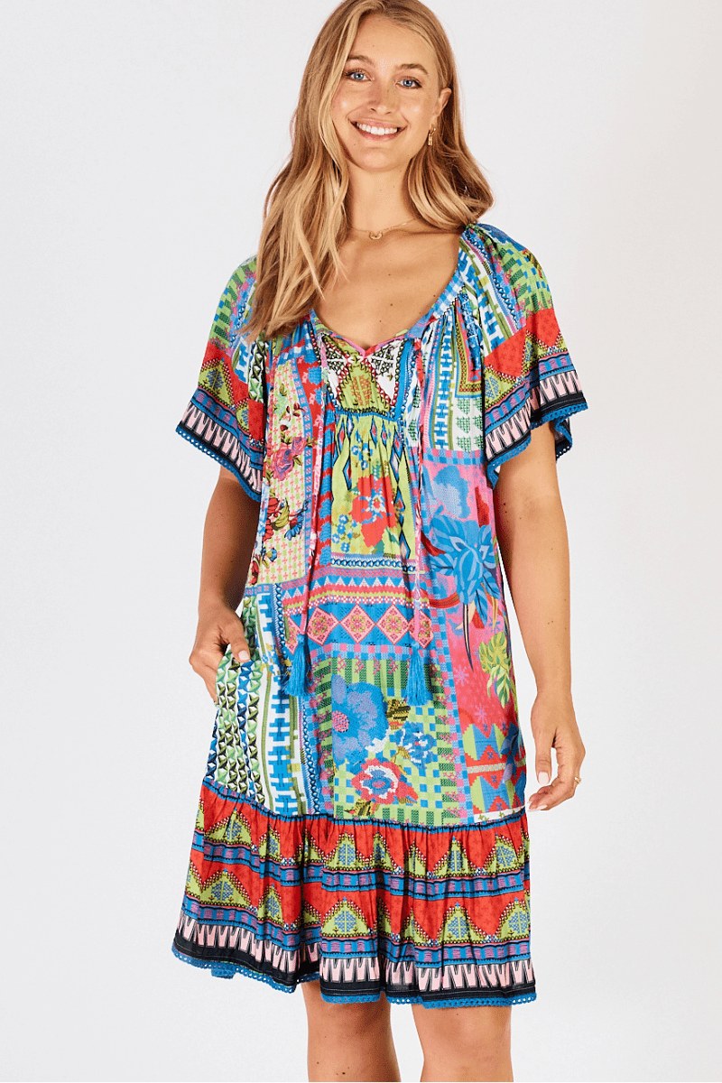 Lula Life Vivone Shirred Dress Lime.