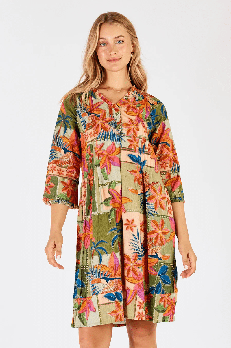 Lula Life Jemma Tuck Dress Olive.