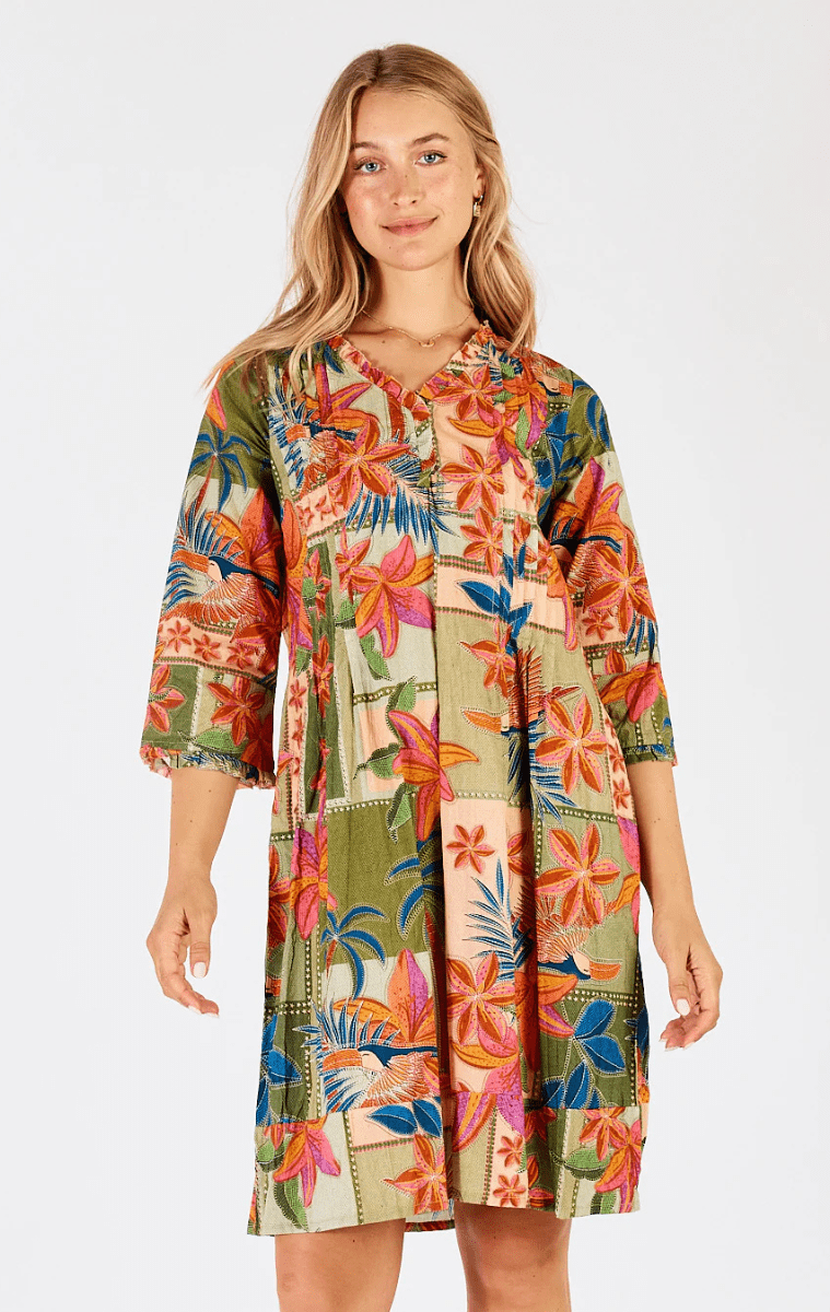 Lula Life Jemma Tuck Dress Olive.