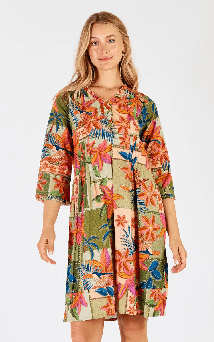 Lula Life Jemma Tuck Dress Olive.