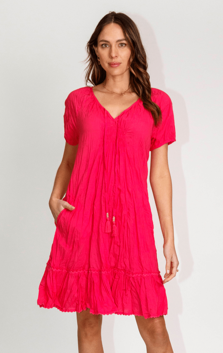 Lula Life MimI Shirred Dress Melon.