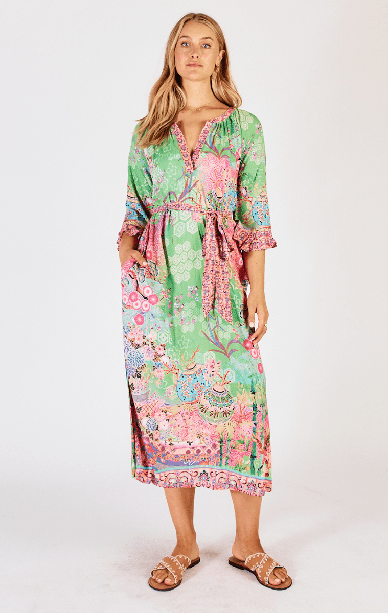 Lula Life Sybil Midi Dress Lime.