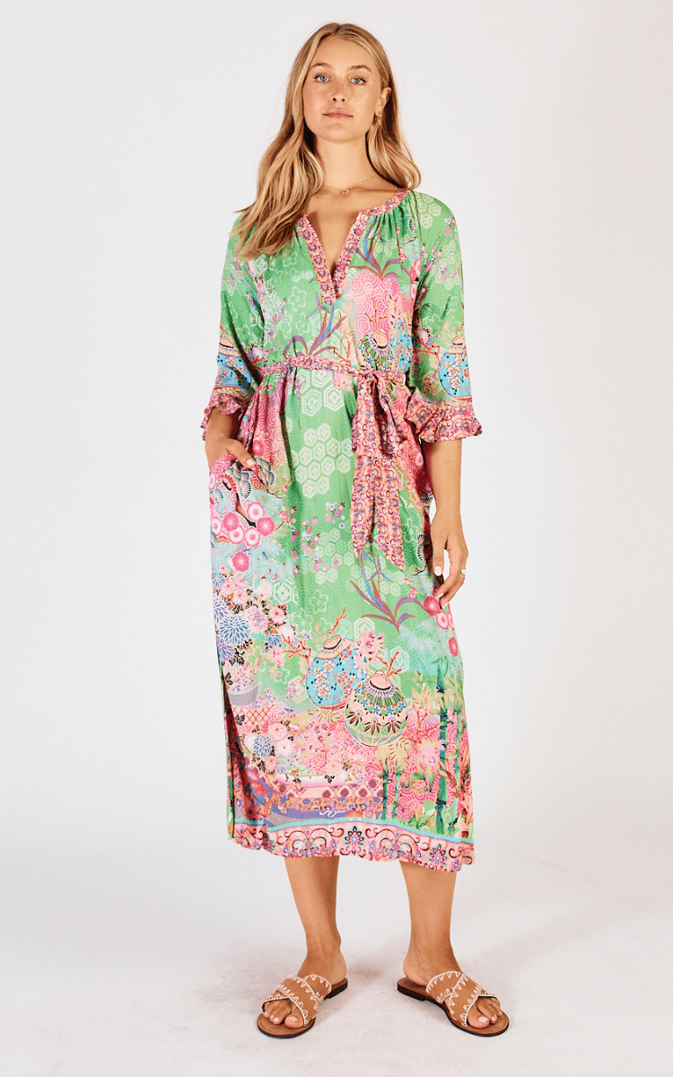 Lula Life Sybil Midi Dress Lime.