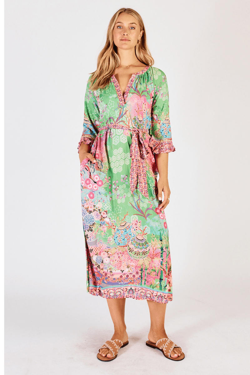Lula Life Sybil Midi Dress Lime.