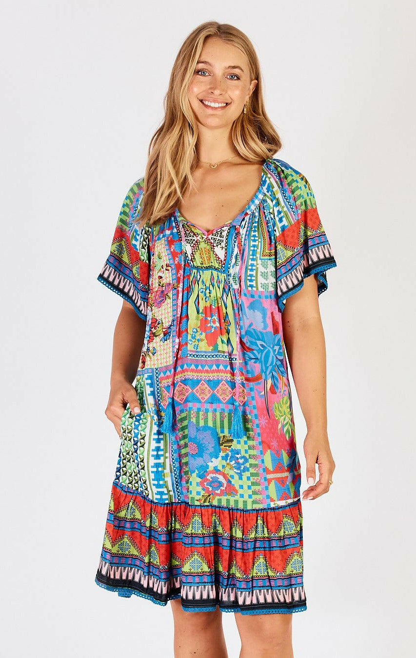 Lula Life Vivone Shirred Dress Lime.