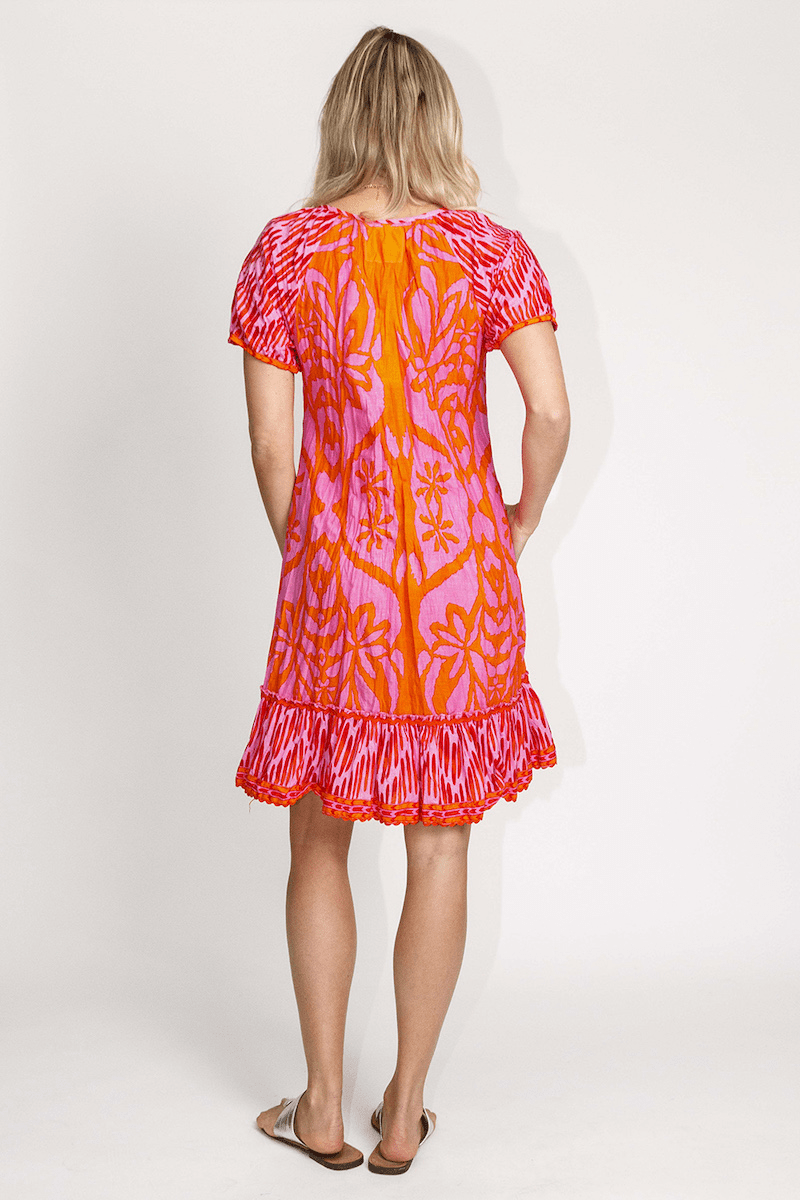 Lula Life Sorrento Shirred Dress Melon.