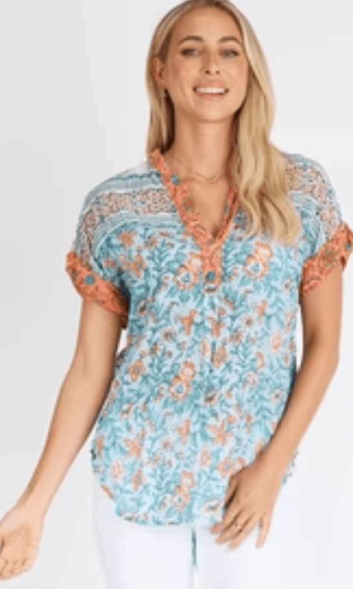 Lula Life Barney Short Sleeve Shirt Top.