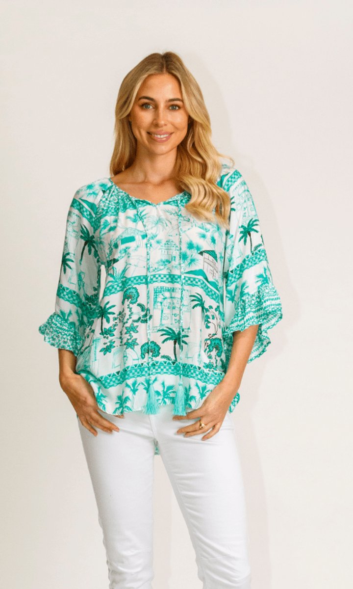 Lula Life Moffat Sleeve Top Sea.