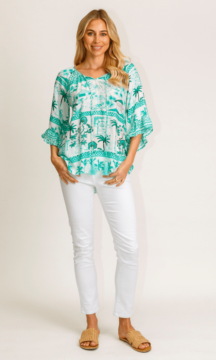 Lula Life Moffat Sleeve Top Sea.