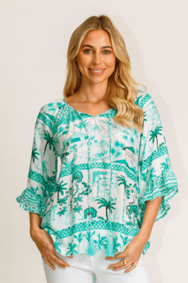 Lula Life Moffat Sleeve Top Sea.