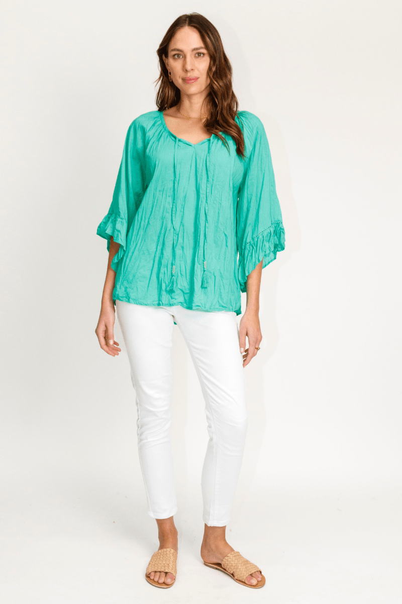 Lula Life Chloe Cotton Top Sea On Sale.