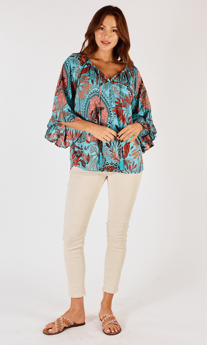 Lula Life Gina Long Sleeve Top Lagoon.