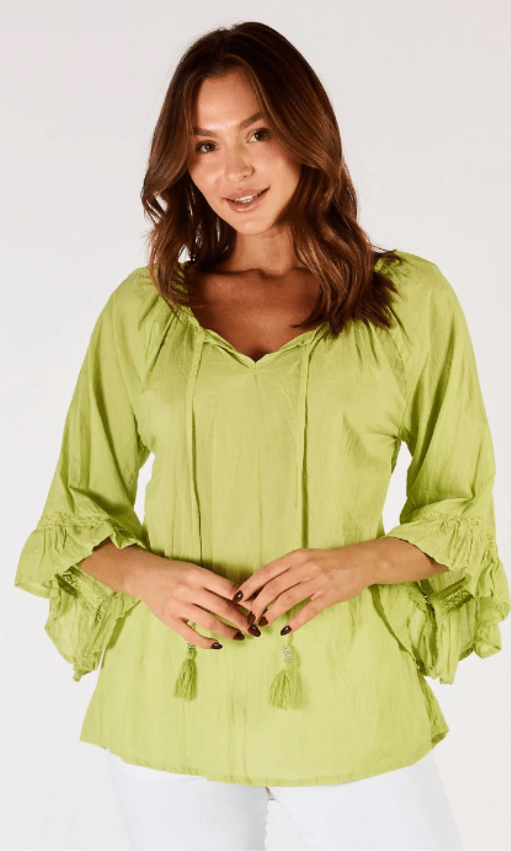 Lula Life Chloe Cotton Top Lime.
