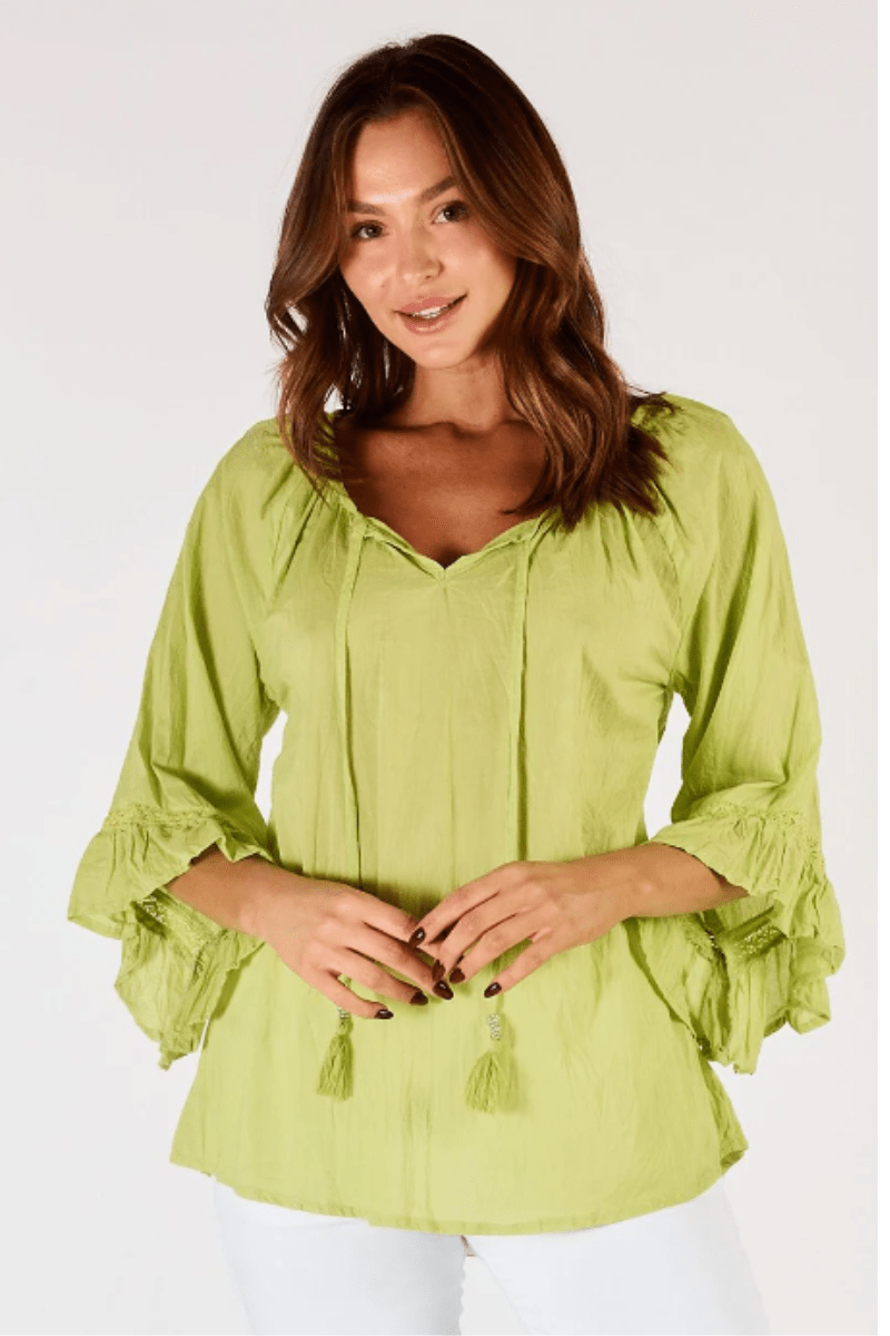 Lula Life Chloe Cotton Top Lime.