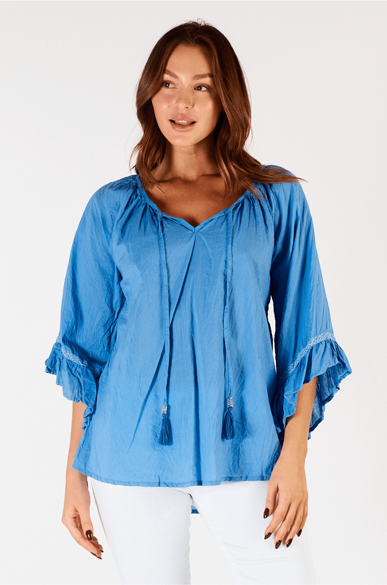 Lula Life Chloe Cotton Top Perriwinkle.