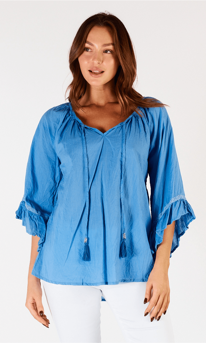 Lula Life Chloe Cotton Top Perriwinkle.