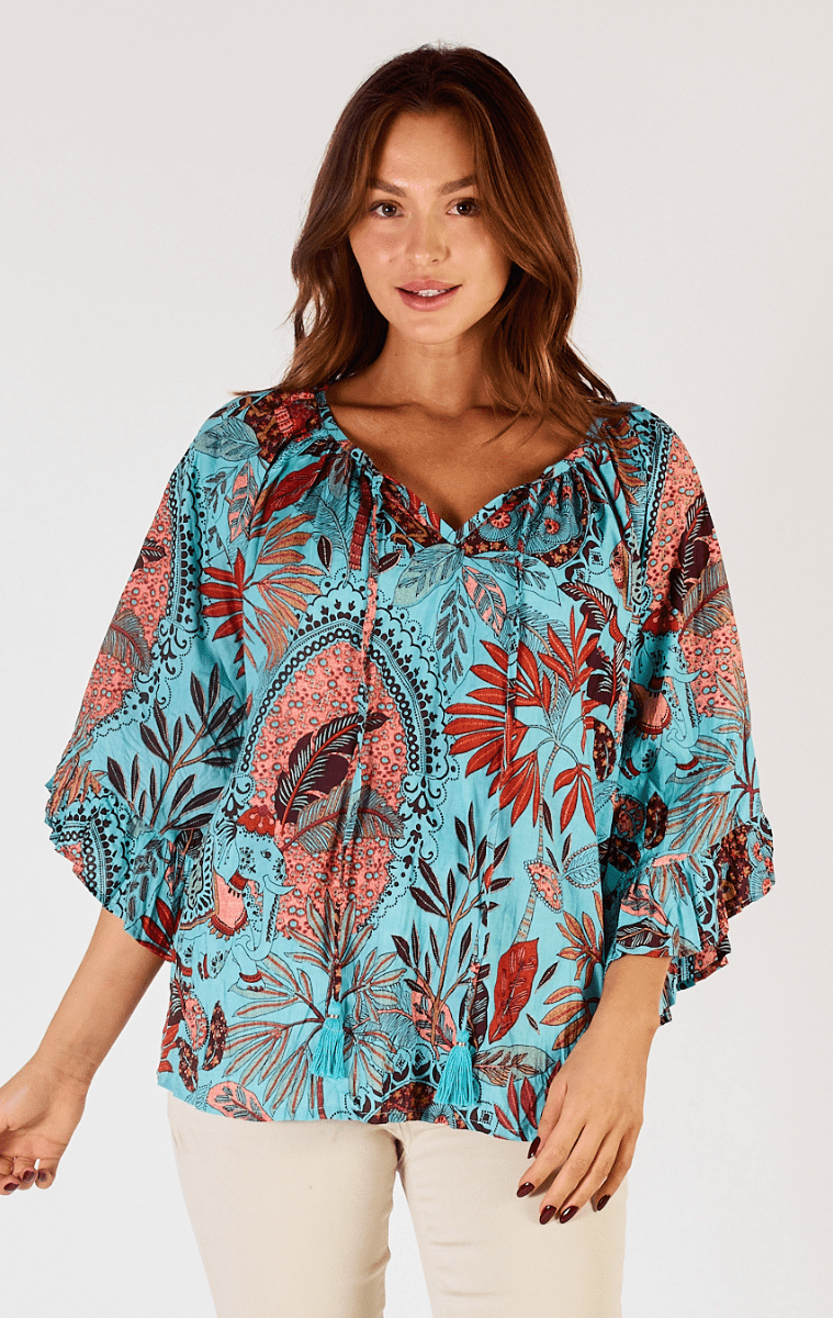 Lula Life Gina Long Sleeve Top Lagoon.