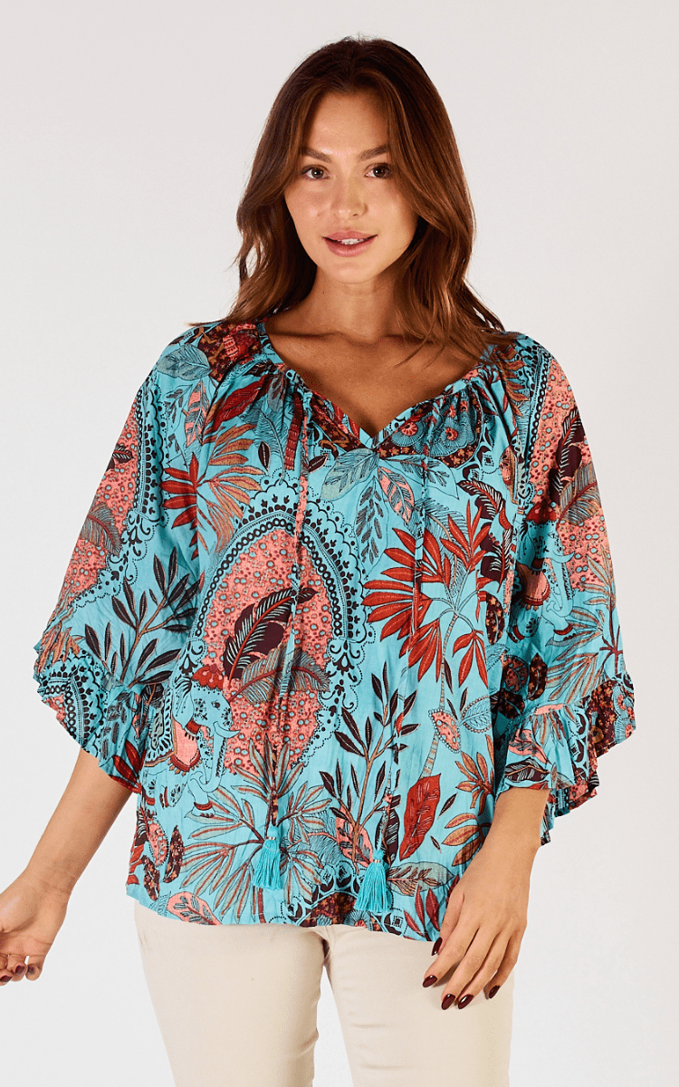 Lula Life Gina Long Sleeve Top Lagoon.