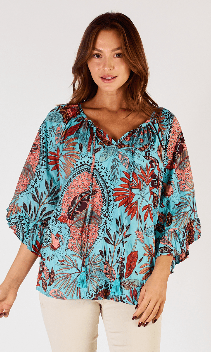 Lula Life Gina Long Sleeve Top Lagoon.