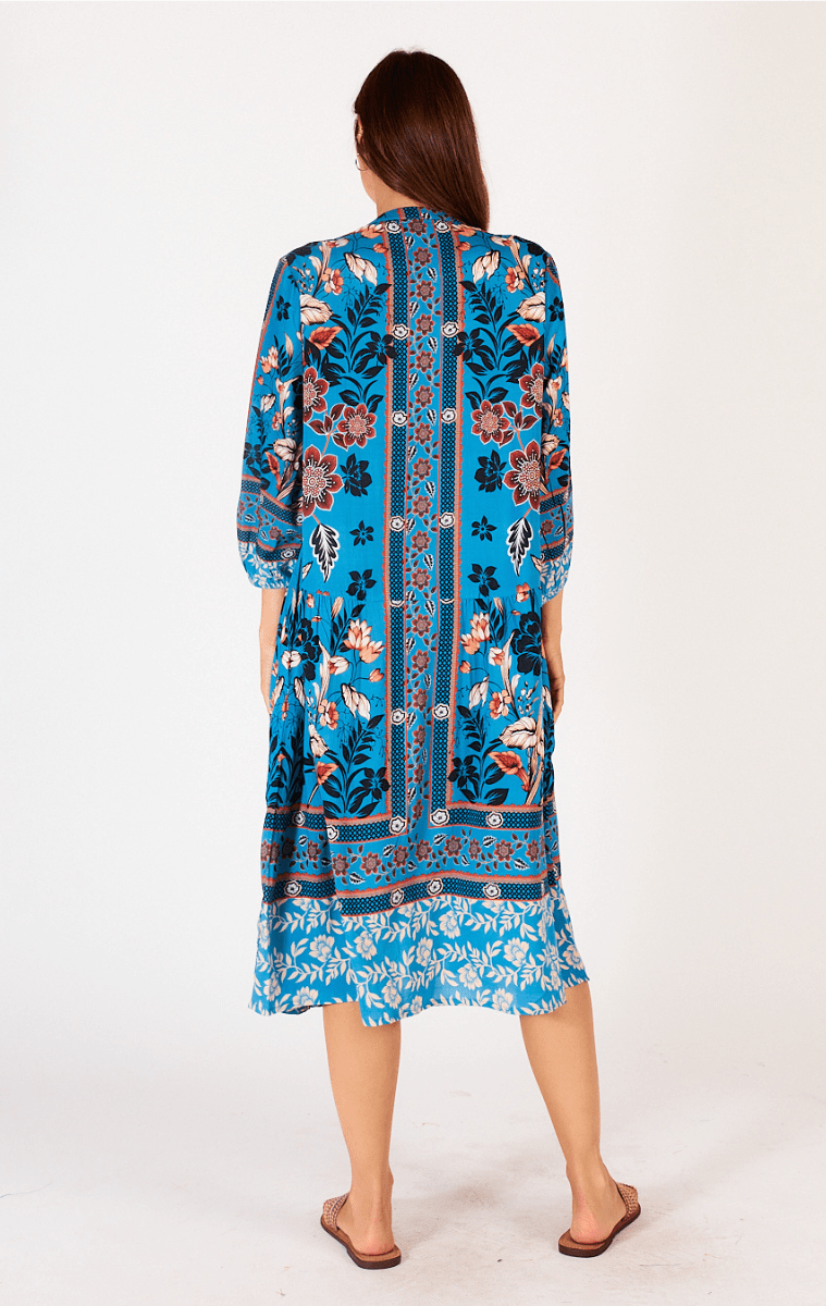 Lula Soul Palermo Button Dress Steel Blue.