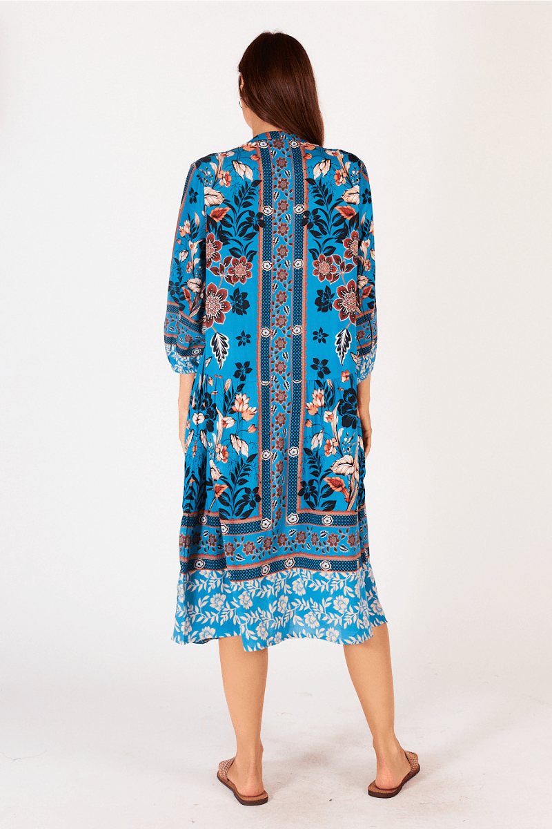 Lula Soul Palermo Button Dress Steel Blue.