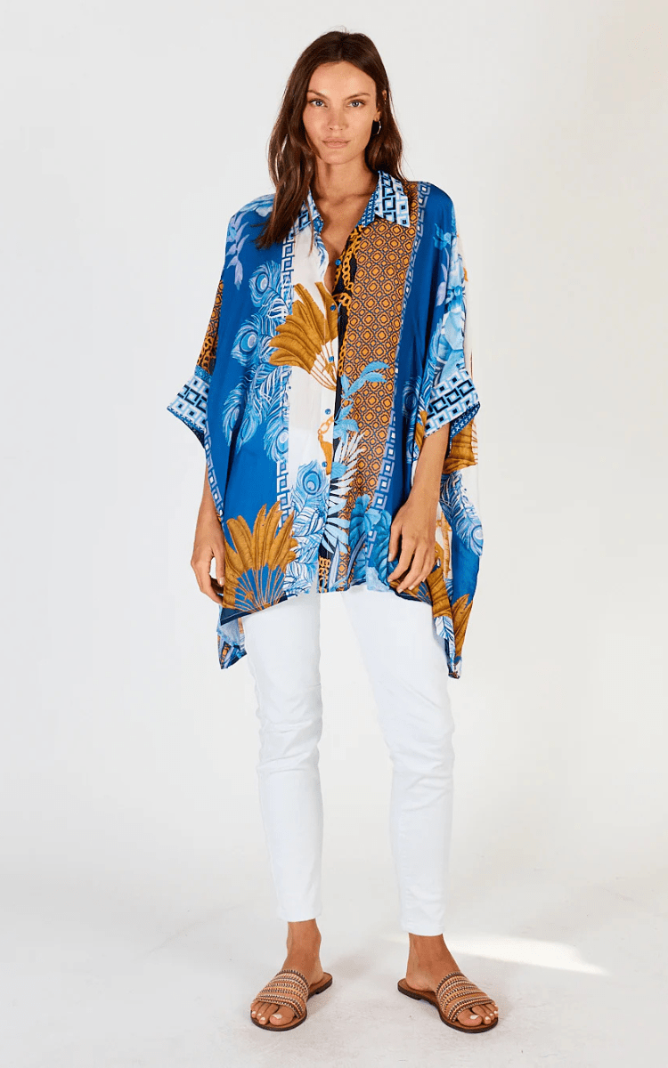 Lula Soul Ravello Kaftan Shirt Azure.