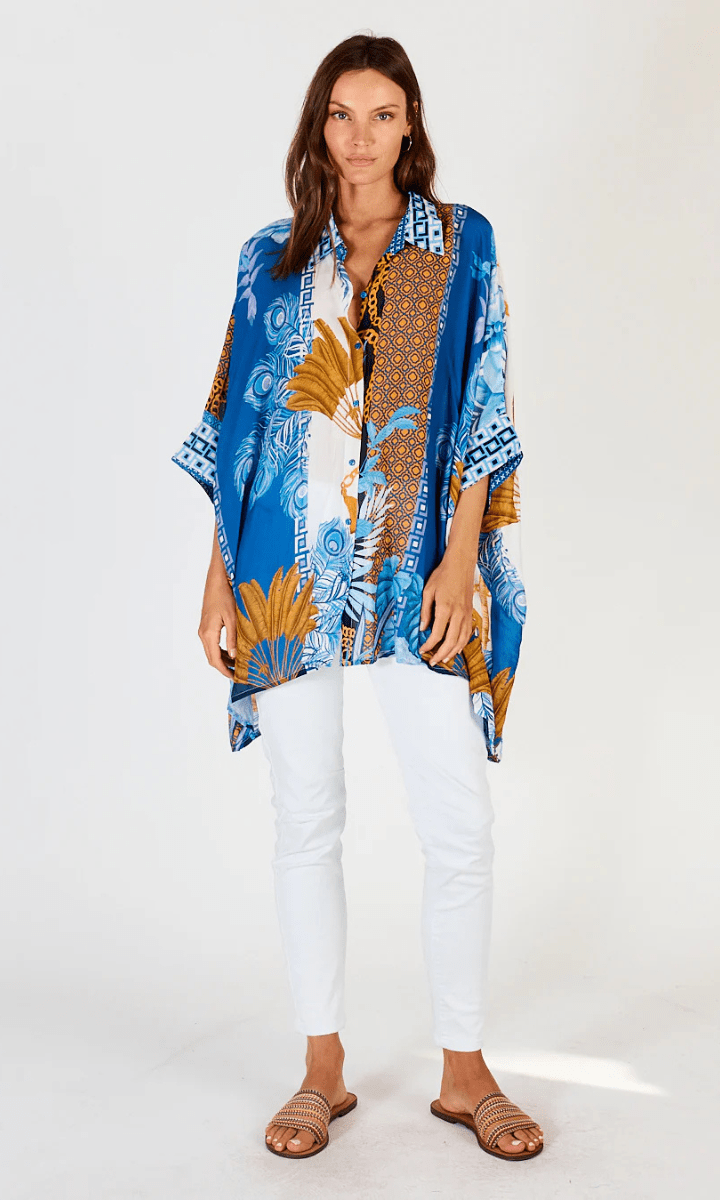 Lula Soul Ravello Kaftan Shirt Azure.