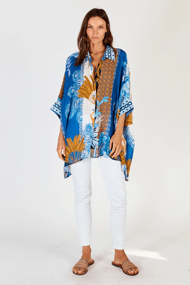 Lula Soul Ravello Kaftan Shirt Azure.