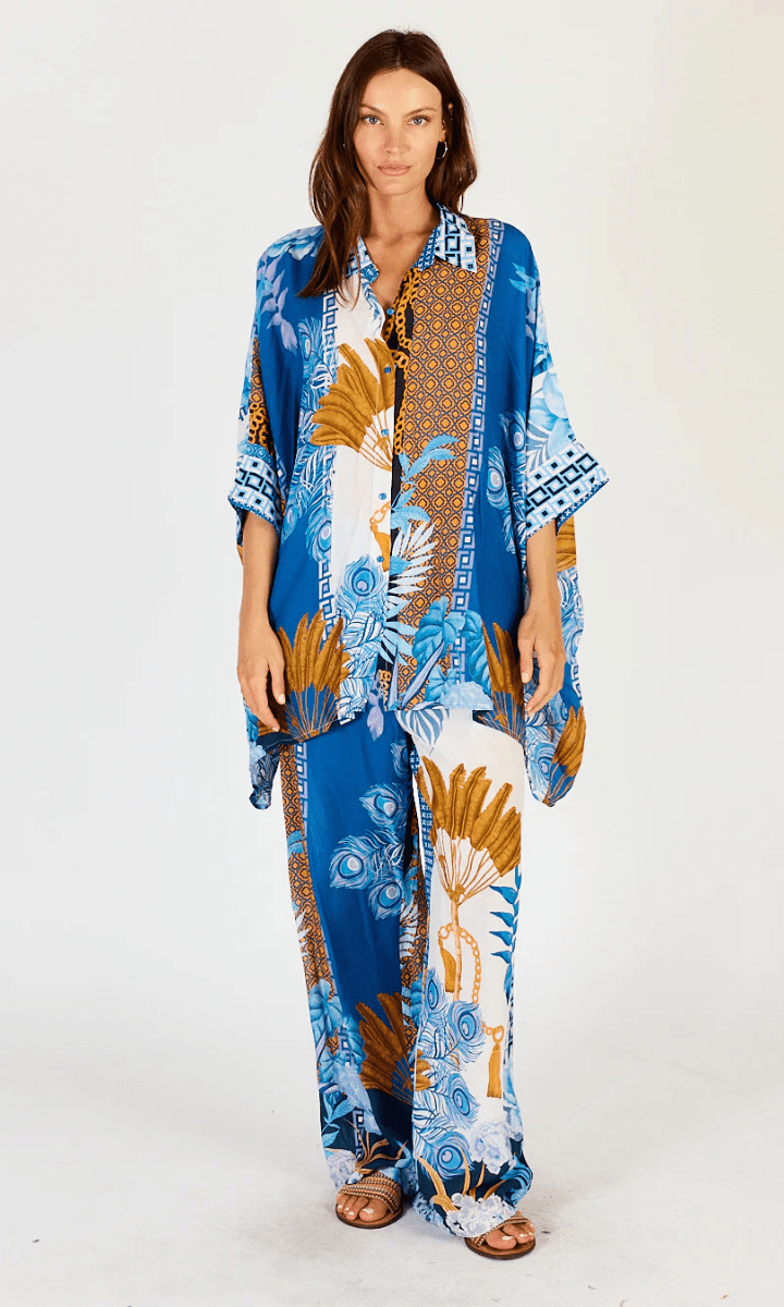 Lula Soul Ravello Kaftan Shirt Azure.