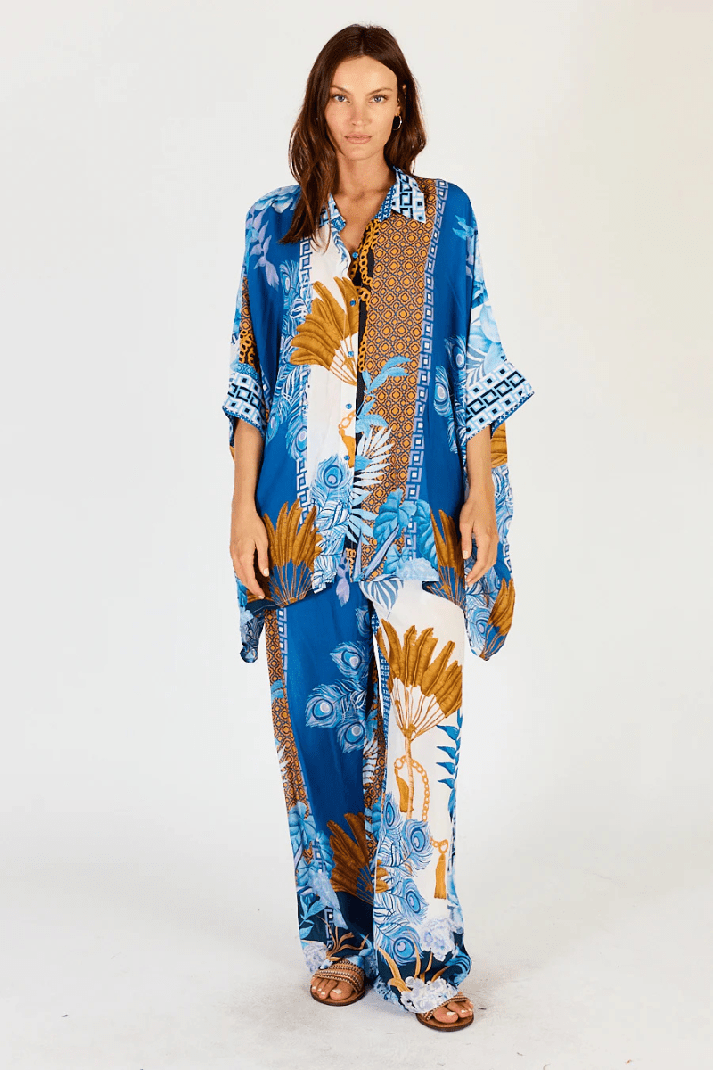 Lula Soul Ravello Kaftan Shirt Azure.