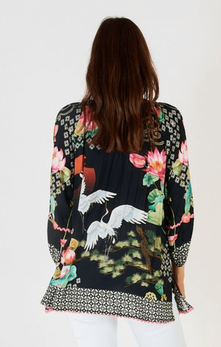 Lula Soul Yoshiko Print Black Shirt.