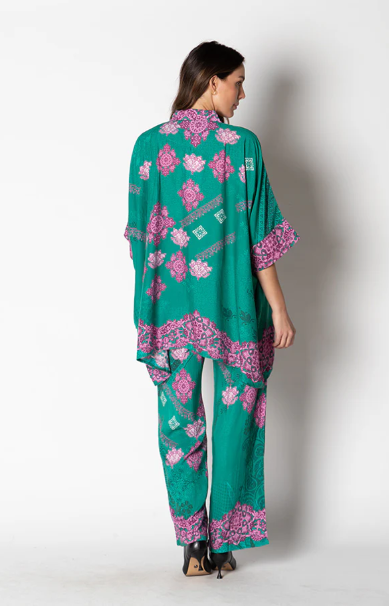 Lula Soul Zamora Kaftan Shirt - Forest.