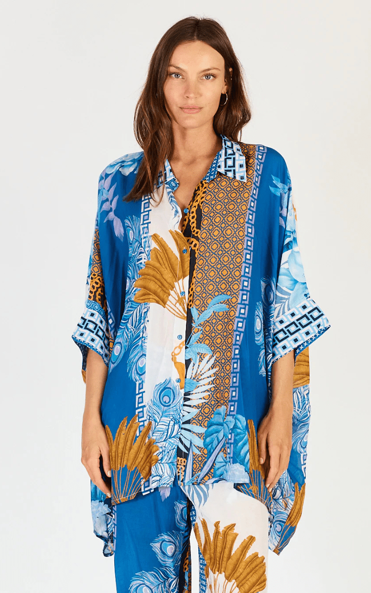 Lula Soul Ravello Kaftan Shirt Azure.