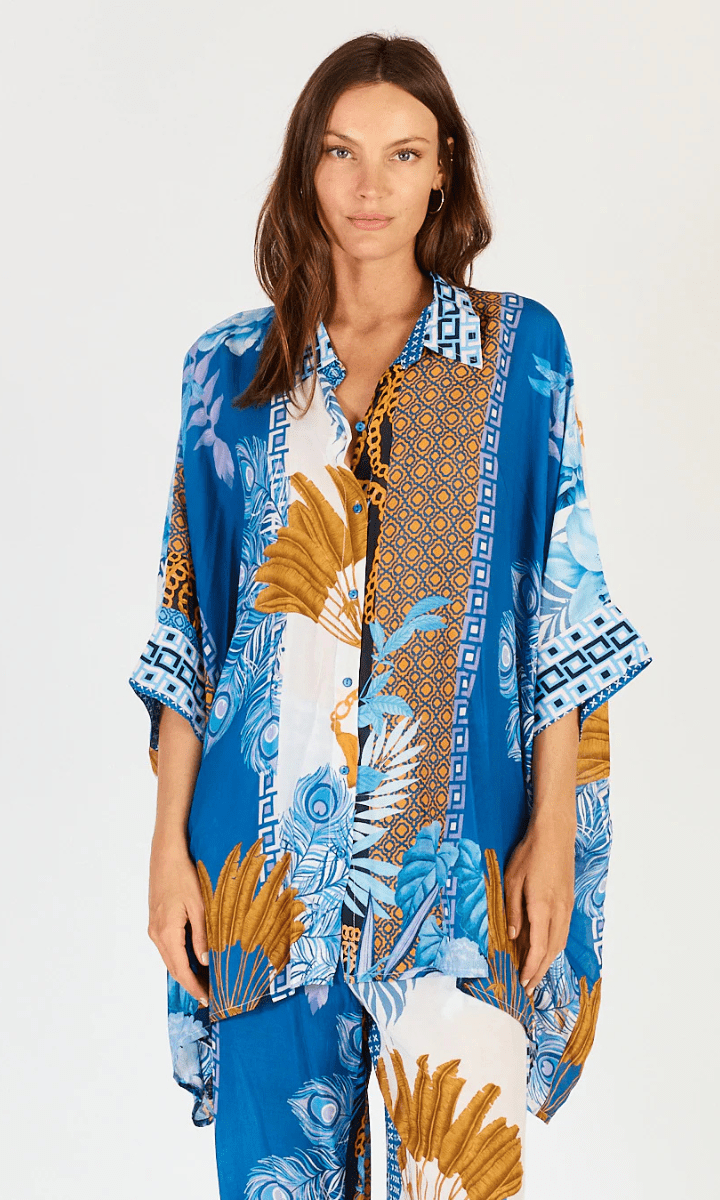 Lula Soul Ravello Kaftan Shirt Azure.