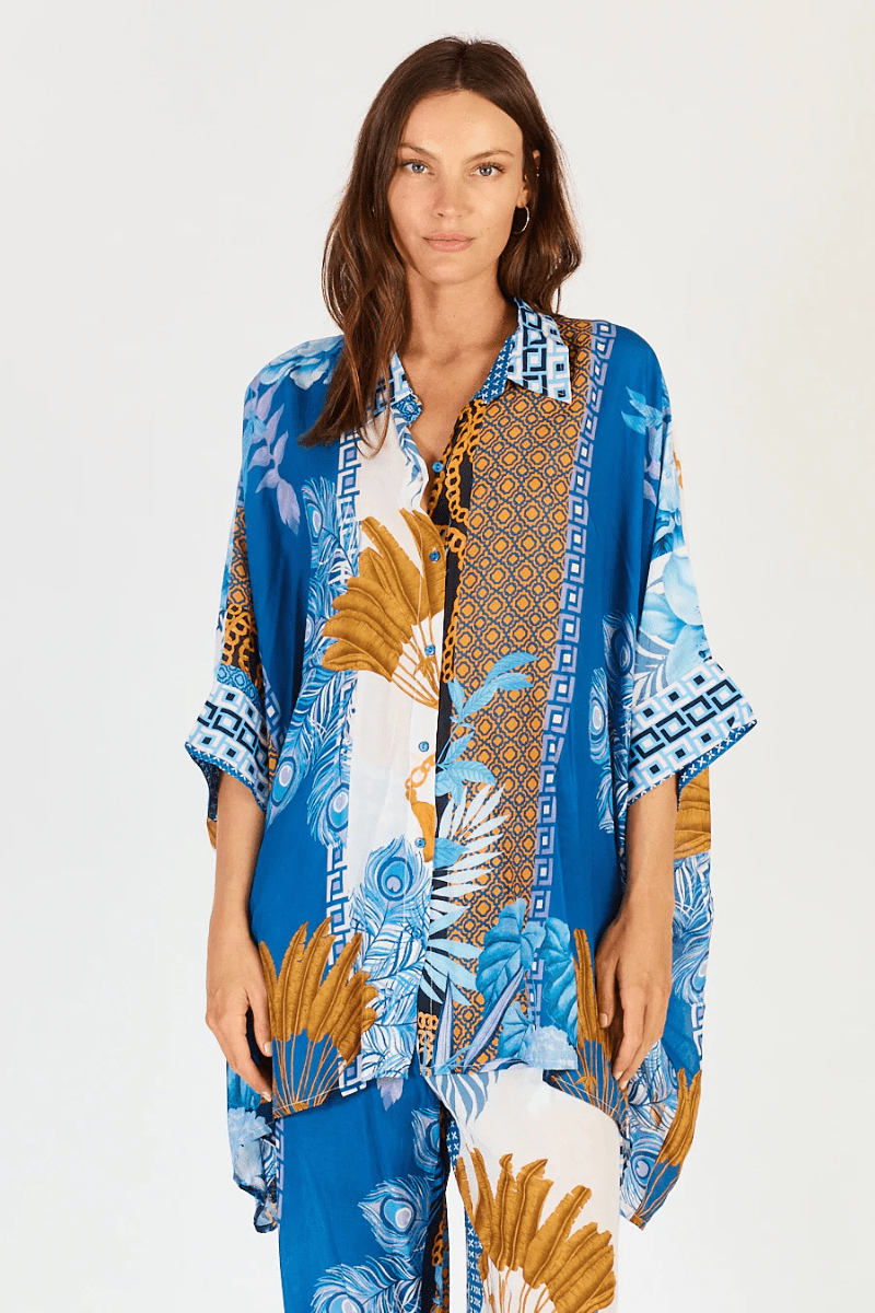 Lula Soul Ravello Kaftan Shirt Azure.