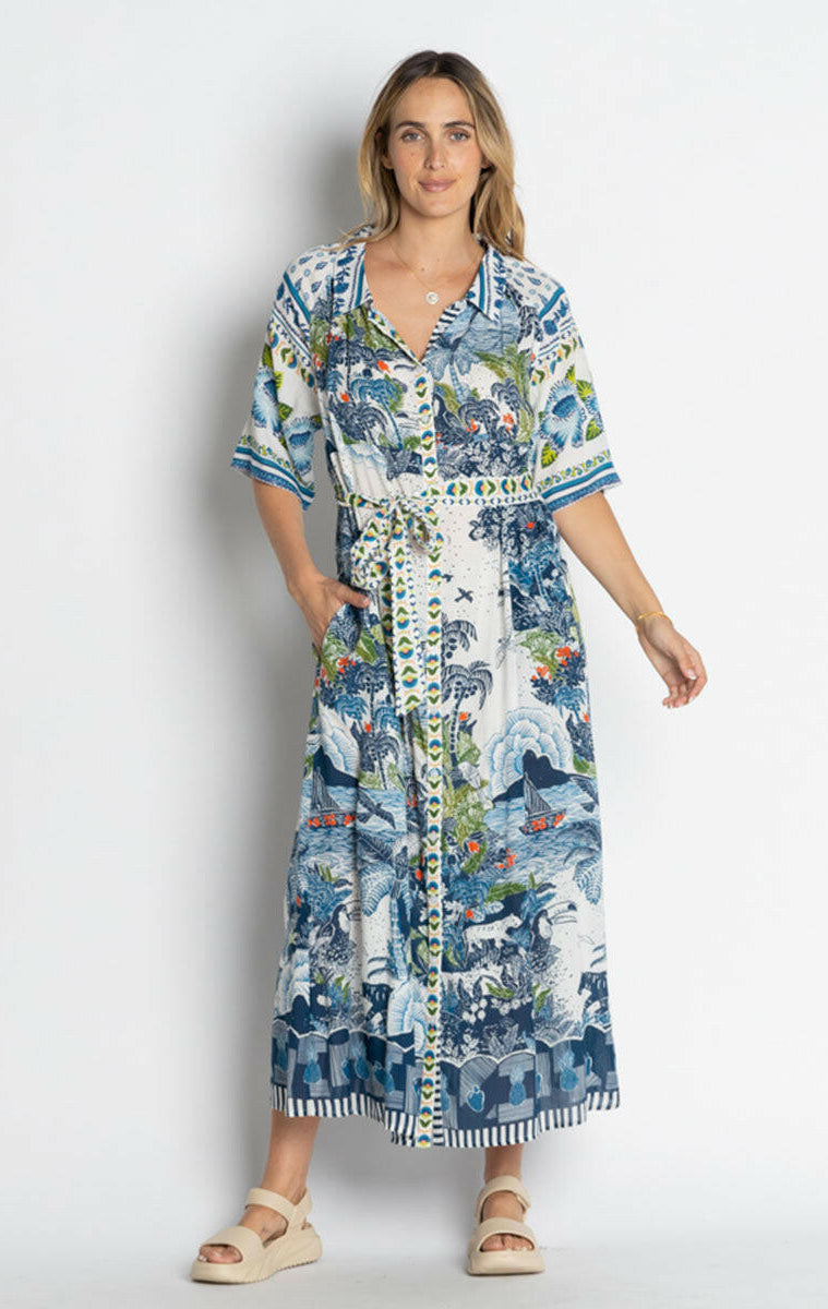 Lula Life Dita Shirtdress Ocean.