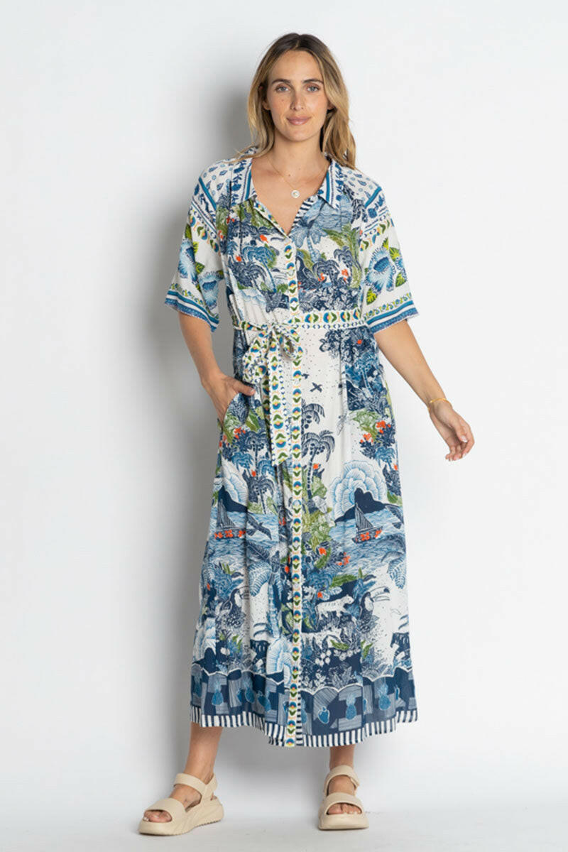 Lula Life Dita Shirtdress Ocean.