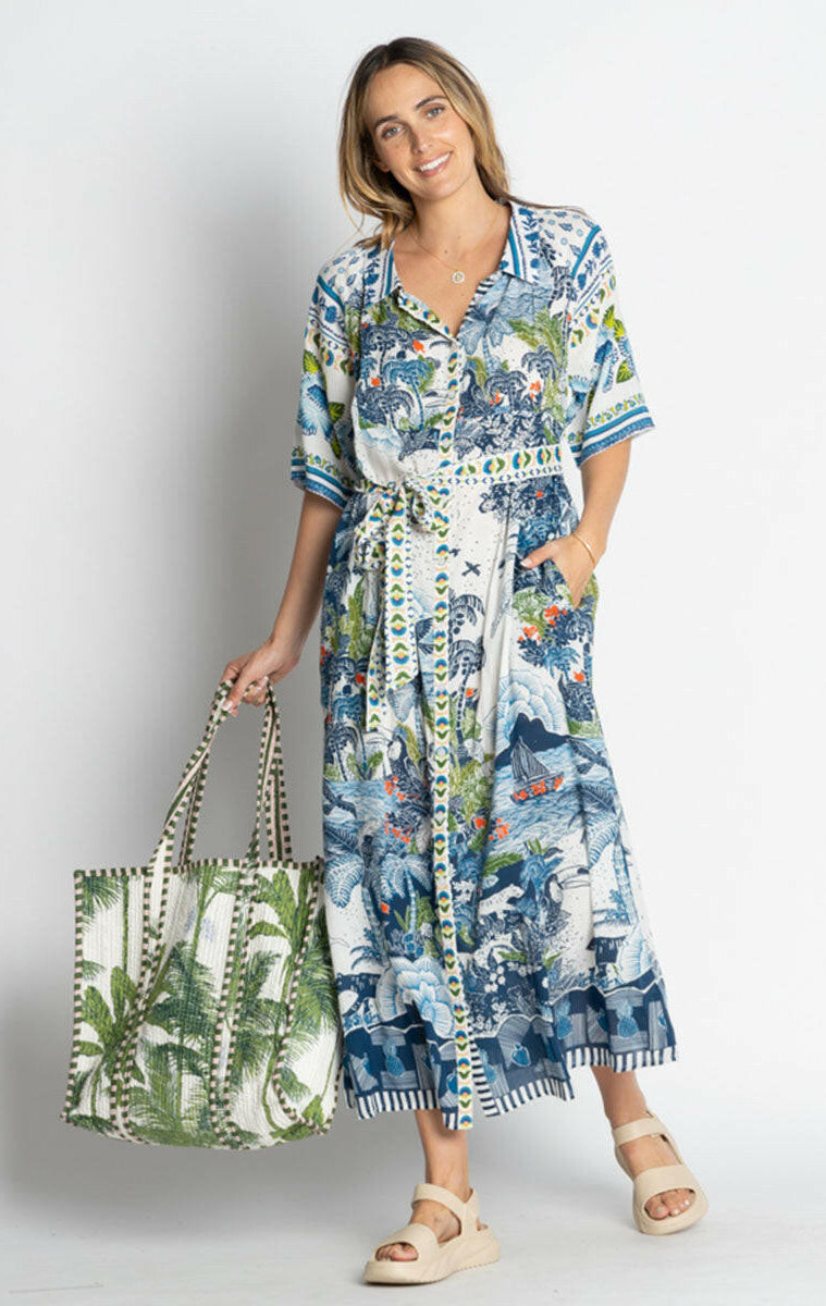 Lula Life Dita Shirtdress Ocean.