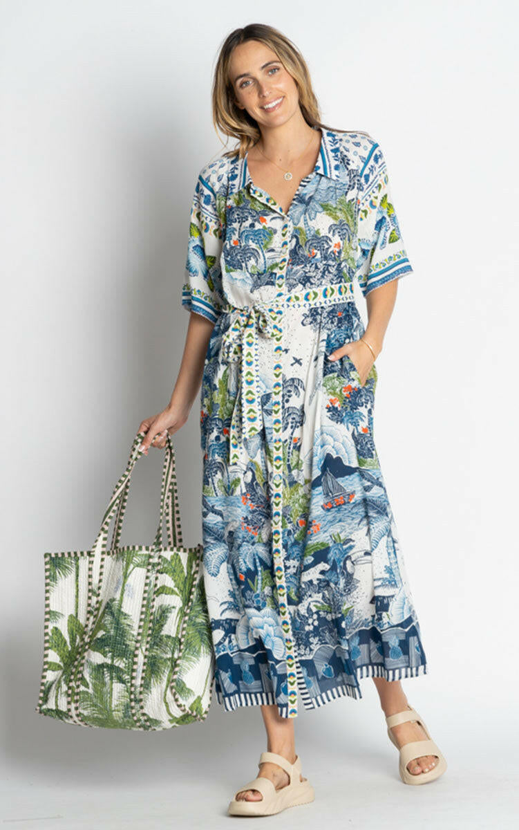 Lula Life Dita Shirtdress Ocean.