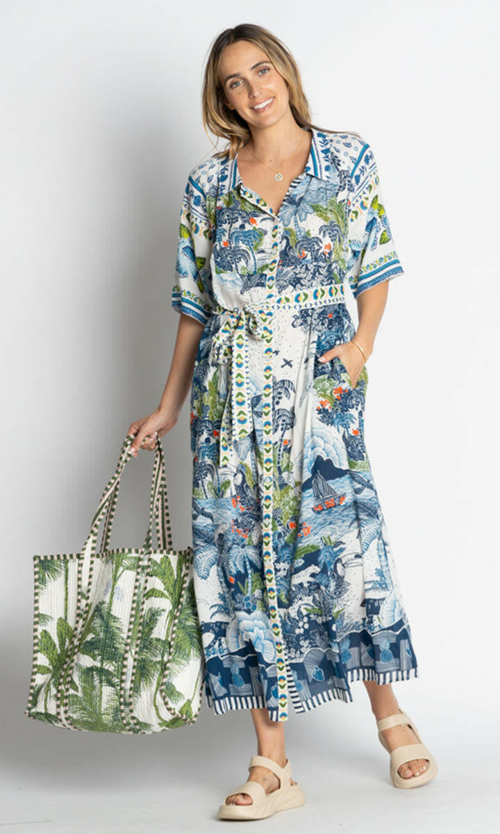 Lula Life Dita Shirtdress Ocean.