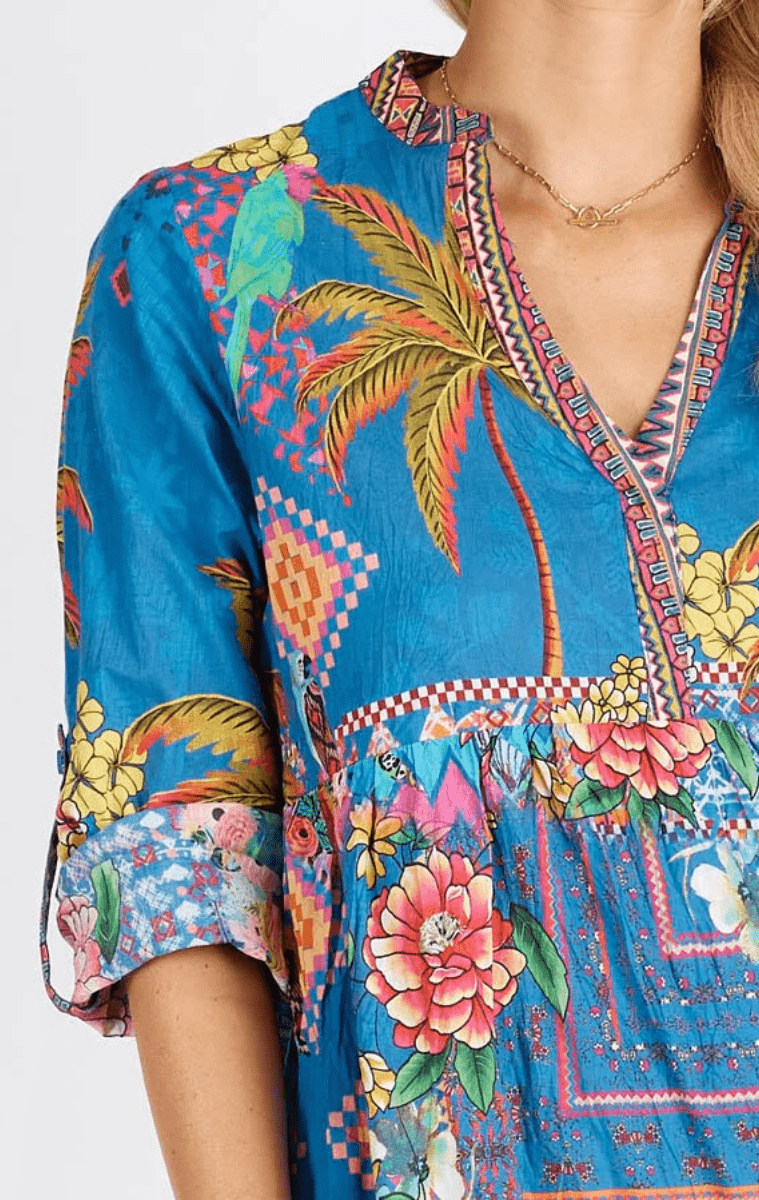 Lula Life Mika Midi Cotton Dress Ocean.