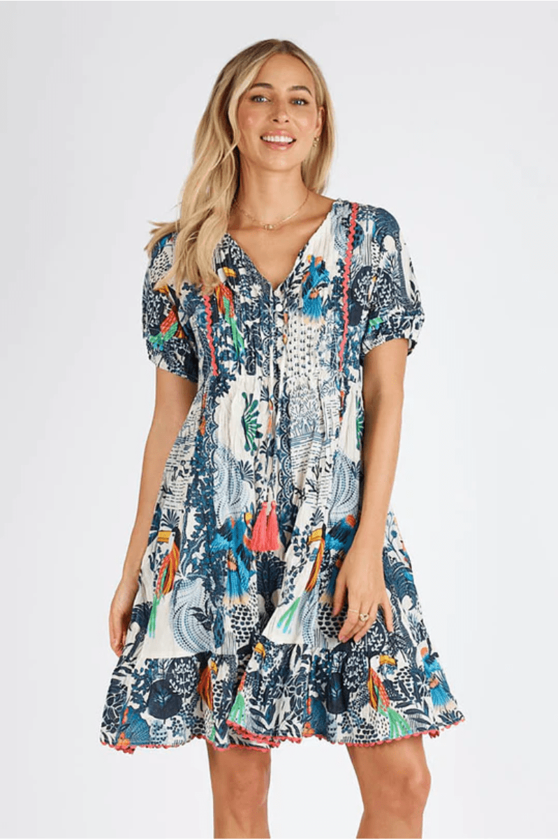 Lula Life Rio Cotton Dress Navy.