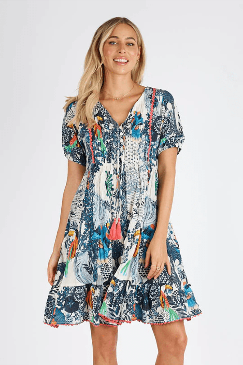 Lula Life Rio Cotton Dress Navy.