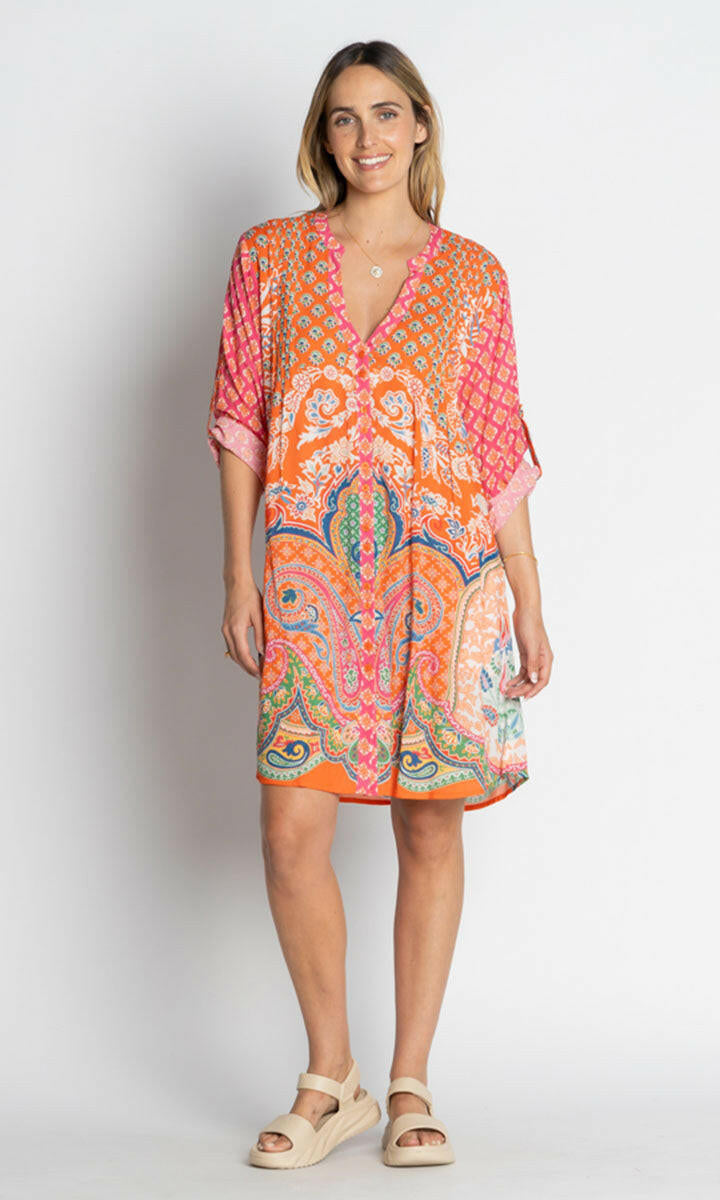 Lula Life Sarai Button Dress Flame.