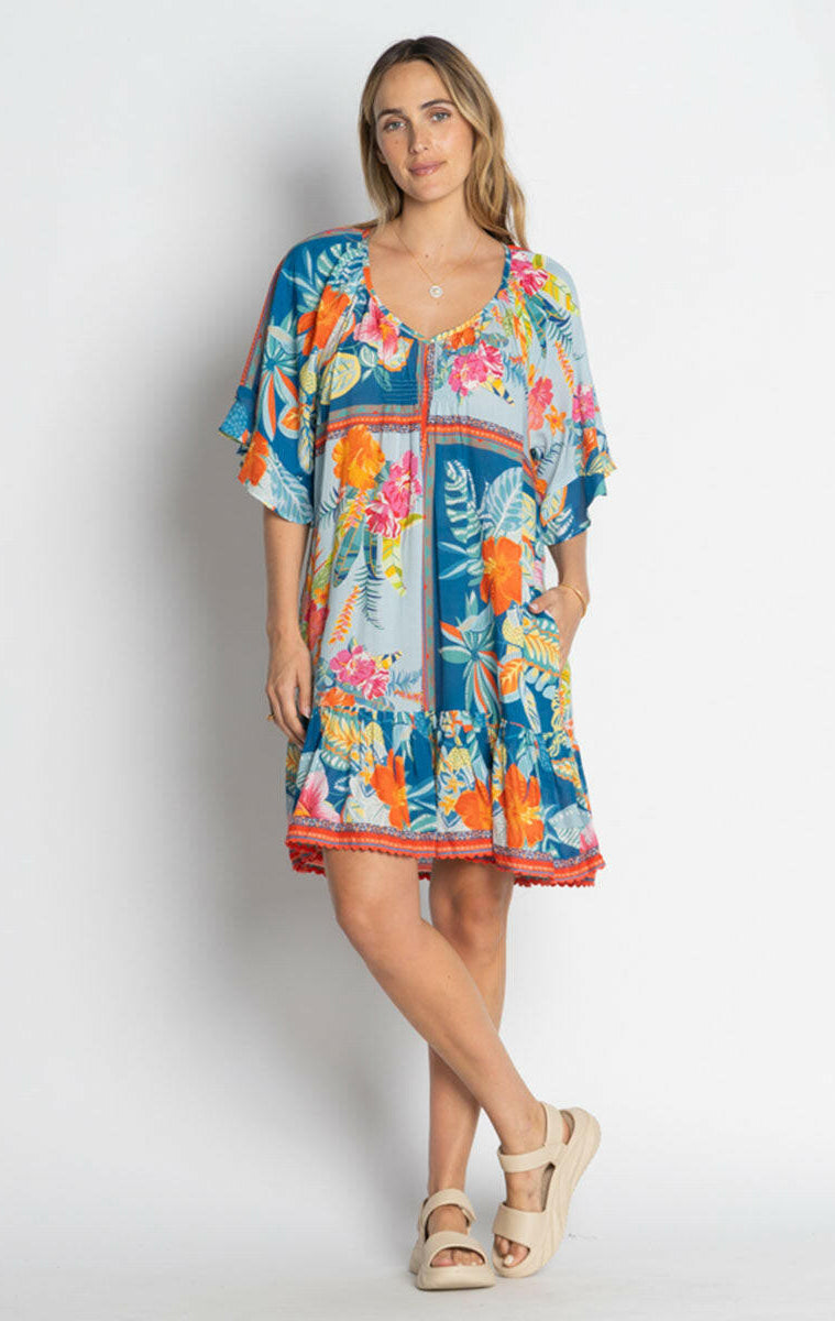 Lula Life Serilda Shirred Dress - Ocean.