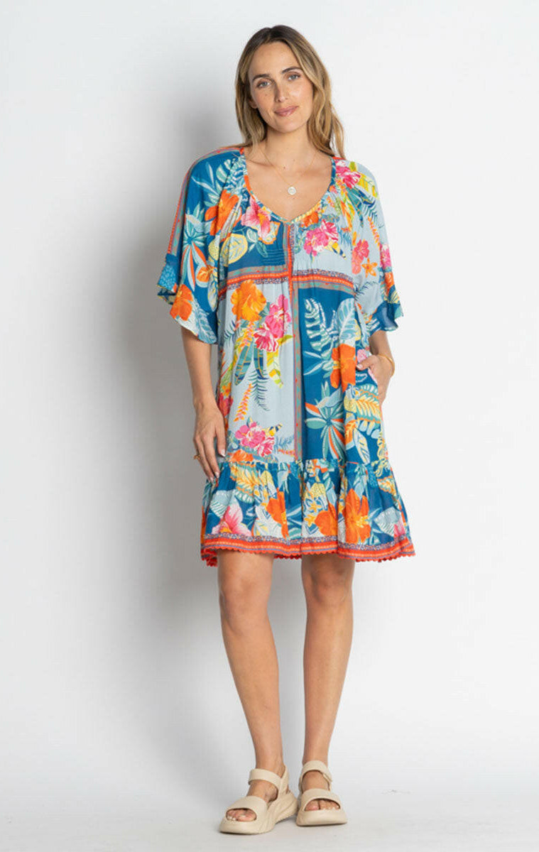 Lula Life Serilda Shirred Dress - Ocean.