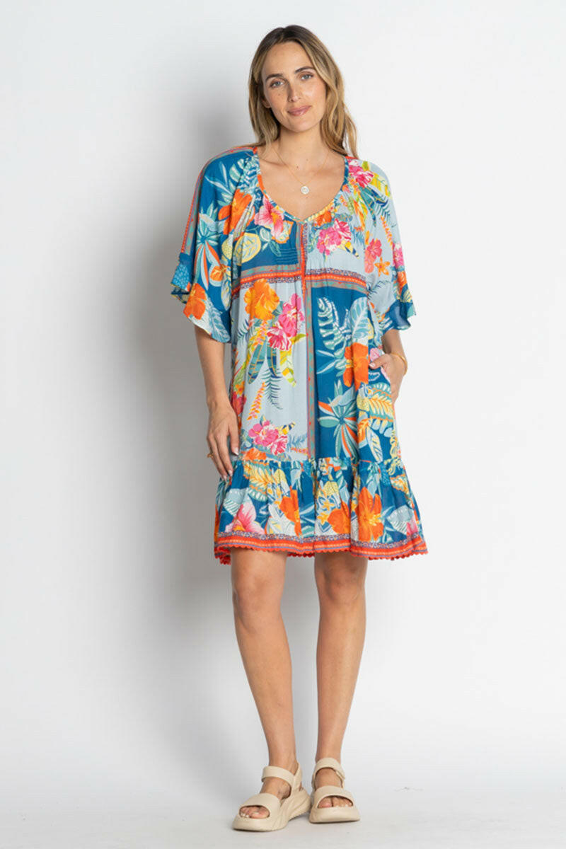 Lula Life Serilda Shirred Dress - Ocean.